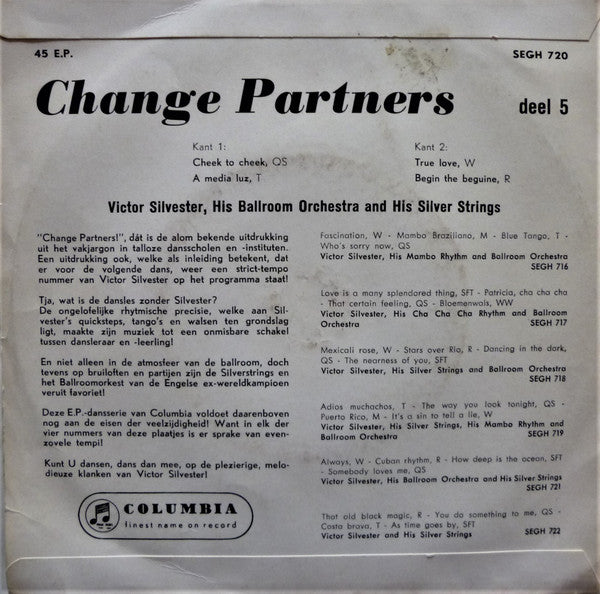 Victor Silvester and His Silver Strings : Change Partners Deel 5 (7", EP)