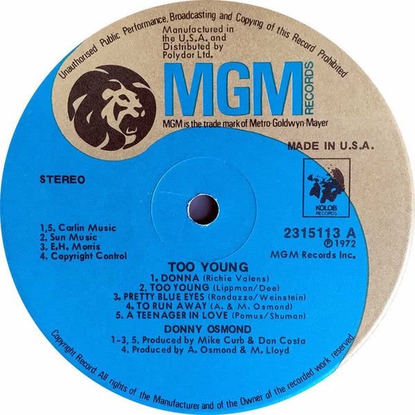 Donny Osmond : Too Young (LP, Album)