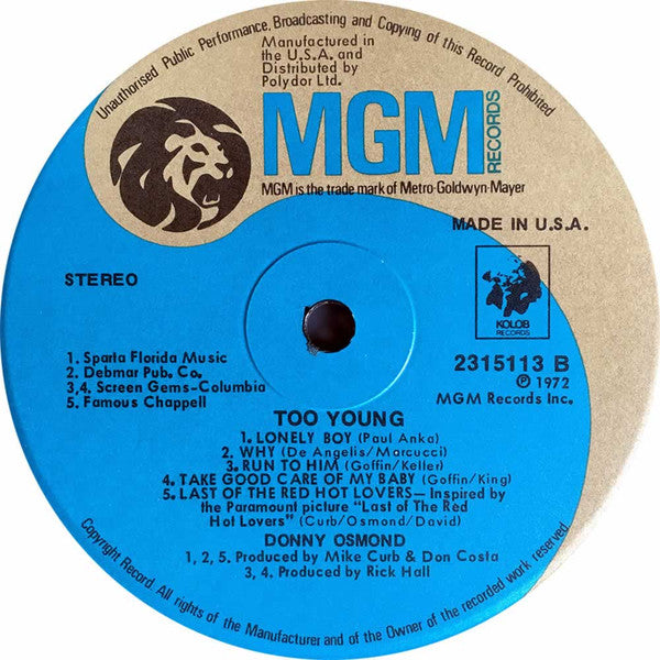 Donny Osmond : Too Young (LP, Album)