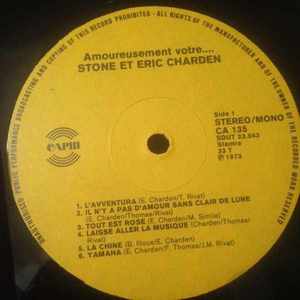 Stone Et Eric Charden : Amoureusement Votre... (LP, Comp, Mon)