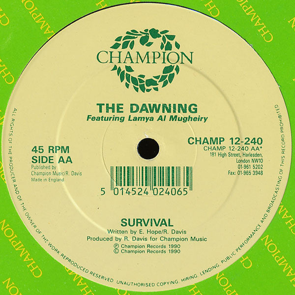 The Dawning Featuring Lamya Al Mugheiry* : Survival (12")