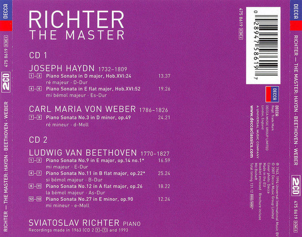 Joseph Haydn / Ludwig van Beethoven / Carl Maria von Weber, Sviatoslav Richter : The Master: Volume 6 (2xCD, Comp)
