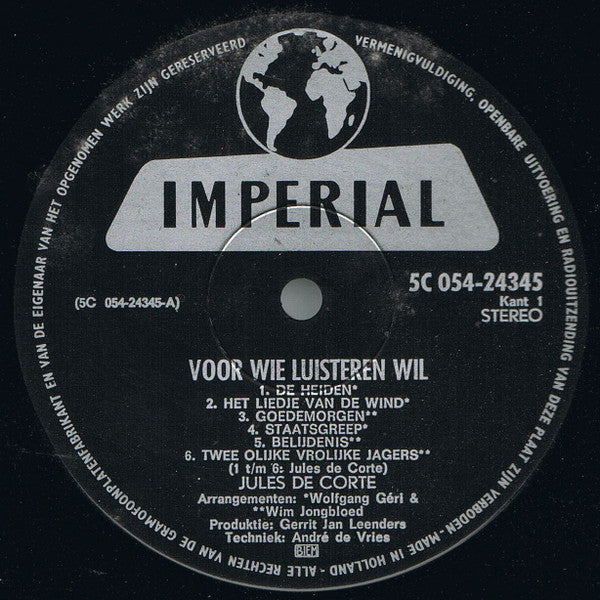 Jules De Corte : Voor Wie Luisteren Wil (LP, Album)