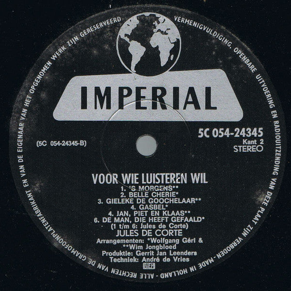 Jules De Corte : Voor Wie Luisteren Wil (LP, Album)