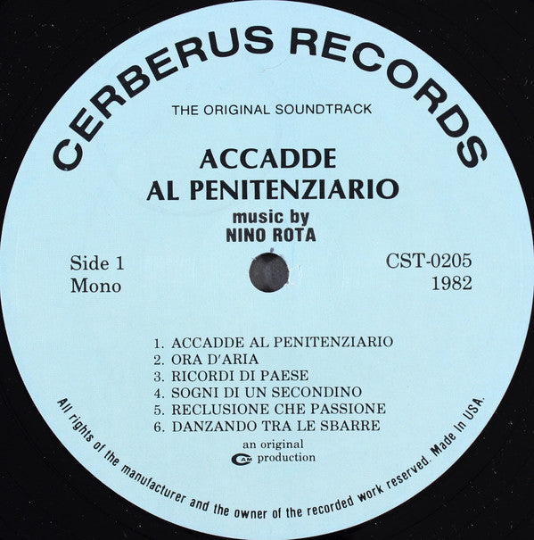 Nino Rota : Accadde Al Penitenziario = It Happened At The Penitentiary / Un Eroe Dei Nostri Tempi = A Hero For Our Times (The Original Motion Picture Soundtracks) (LP, Comp, Mono)