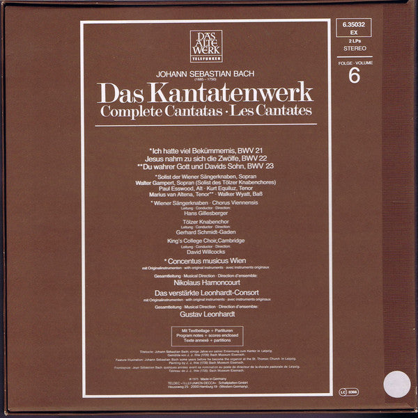 Johann Sebastian Bach : Das Kantatenwerk · Complete Cantatas | BWV 21 - 23 | Vol. 6  (2xLP, RE + Box)