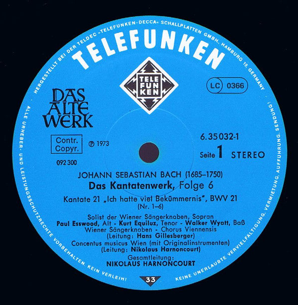 Johann Sebastian Bach : Das Kantatenwerk · Complete Cantatas | BWV 21 - 23 | Vol. 6  (2xLP, RE + Box)