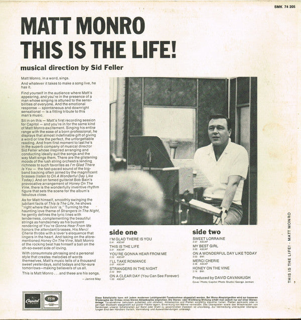 Matt Monro : This Is The Life! (LP, Album)