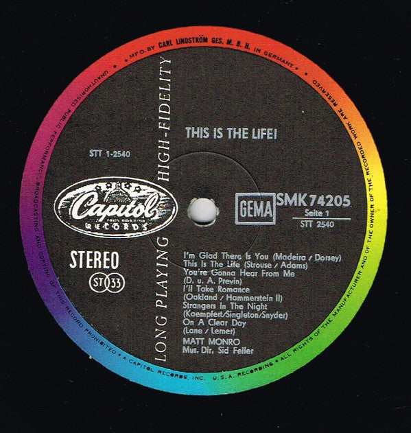 Matt Monro : This Is The Life! (LP, Album)
