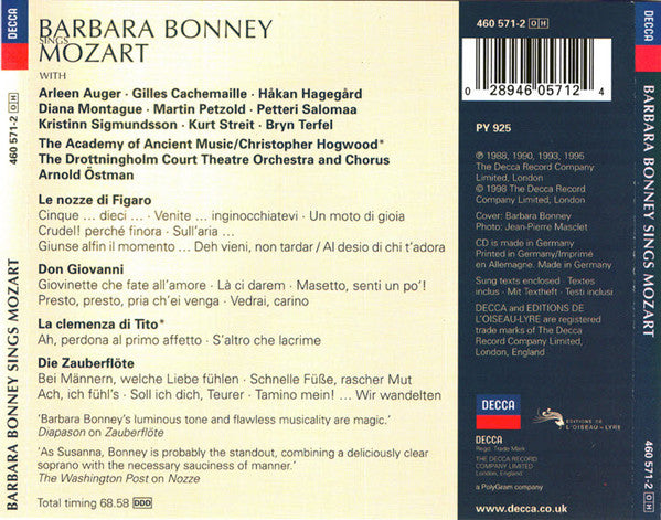 Barbara Bonney : Barbara Bonney Sings Mozart (CD, Comp)