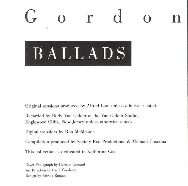 Dexter Gordon : Ballads (CD, Comp)