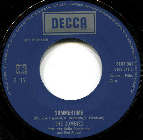 The Zombies Featuring Colin Blunstone And Rod Argent : Summertime / She's Not There / Tell Her No (7", Lar)