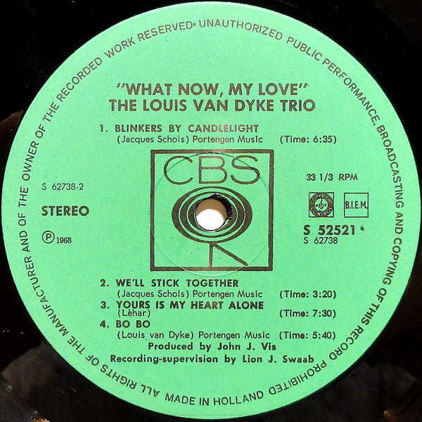 Louis Van Dyke Trio : What Now, My Love (LP, Album, RE)
