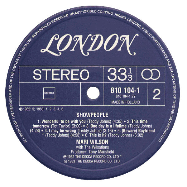Mari Wilson With The Wilsations : Showpeople (LP, Album)