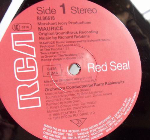 Richard Robbins : Maurice (Original Soundtrack Recording) (LP)