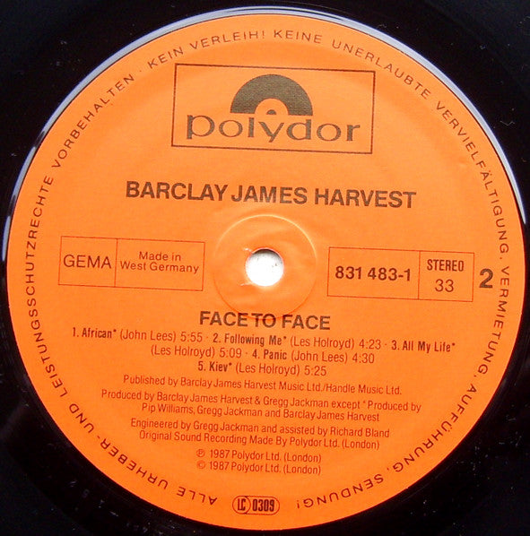 Barclay James Harvest : Face To Face (LP, Album)