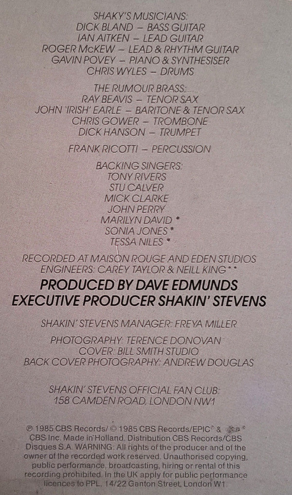 Shakin' Stevens : Lipstick Powder And Paint (LP, Album)