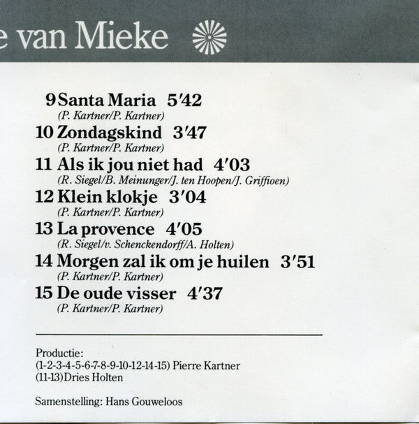 Mieke : De 15 Beste Van Mieke (CD, Comp)