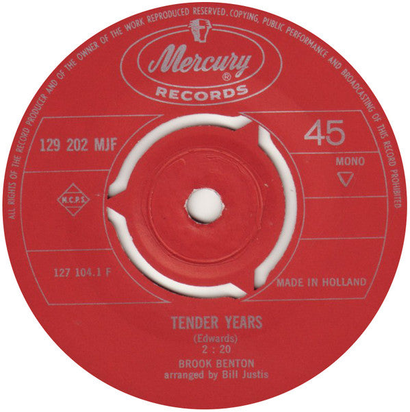 Brook Benton : My True Confession / Tender Years (7", Mono)