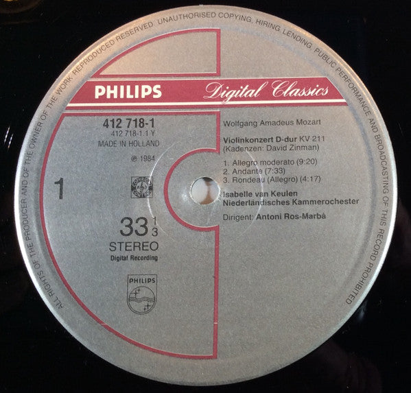 Wolfgang Amadeus Mozart / Joseph Haydn, Isabelle van Keulen, Netherlands Chamber Orchestra, Antoni Ros-Marbà : Violin Concerto No.2 In D, K.211 / Violin Concerto No.1 In C (LP, Album)