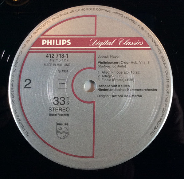 Wolfgang Amadeus Mozart / Joseph Haydn, Isabelle van Keulen, Netherlands Chamber Orchestra, Antoni Ros-Marbà : Violin Concerto No.2 In D, K.211 / Violin Concerto No.1 In C (LP, Album)