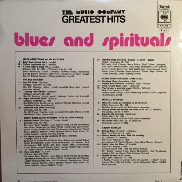Various : The Music Company Greatest Hits - Blues And Spirituals (2xLP, Comp)