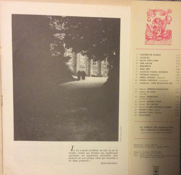 Chœur Des Moines De Kergonan : Le Chant Gregorien En L'Abbaye de Kergonan Volume II - Dans La Joie de Paques (LP, Album)