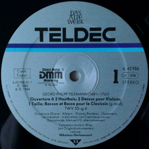 Georg Philipp Telemann - Concentus Musicus Wien, Nikolaus Harnoncourt : Ouvertüren G-Moll & D-Moll (LP)