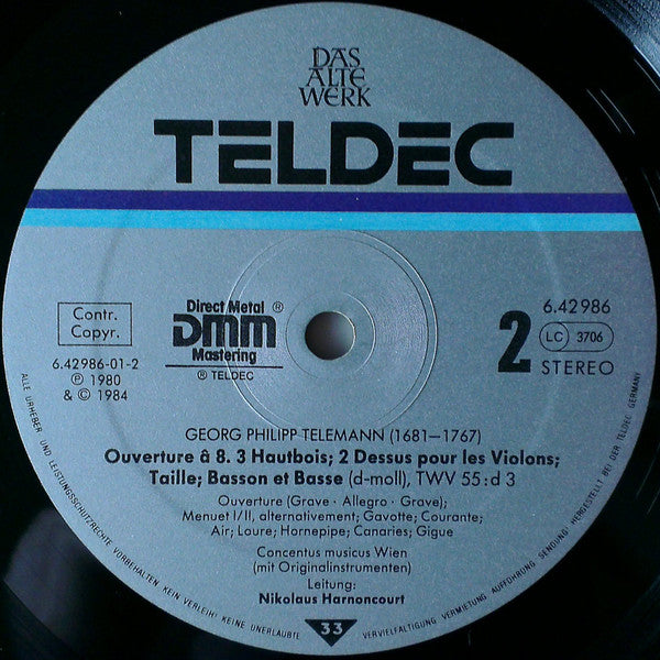 Georg Philipp Telemann - Concentus Musicus Wien, Nikolaus Harnoncourt : Ouvertüren G-Moll & D-Moll (LP)