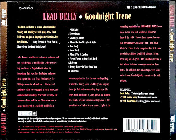 Leadbelly : Goodnight Irene (CD, Album, RE)