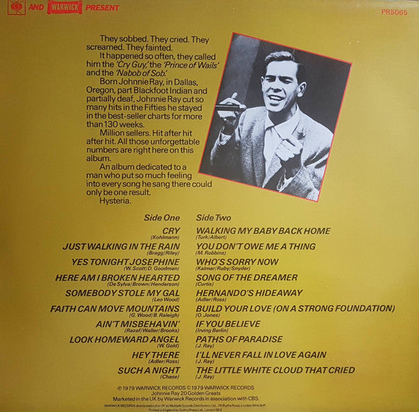 Johnnie Ray : 20 Golden Greats (LP, Comp)