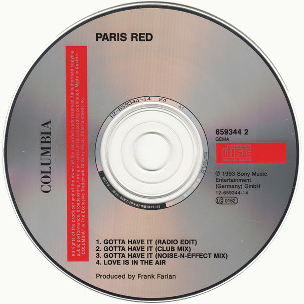 Paris Red : Gotta Have It (From New York Straight To Paris) (CD, Maxi)