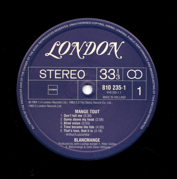 Blancmange : Mange Tout (LP, Album)