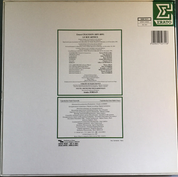Ernest Chausson, Armin Jordan  -  Teresa Żylis-Gara, Gino Quilico, Gösta Winbergh, Nouvel Orchestre Philharmonique De Radio-France, Chœur de Radio France : Le Roi Arthus (3xLP, Album + Box)