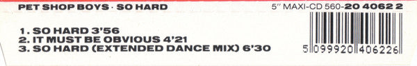 Pet Shop Boys : So Hard (CD, Maxi)