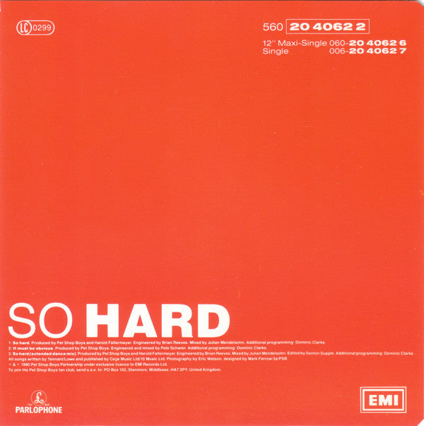 Pet Shop Boys : So Hard (CD, Maxi)
