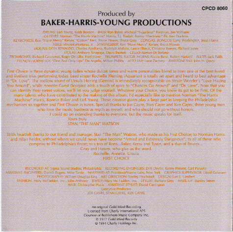 First Choice : Delusions (CD, Album, RE)