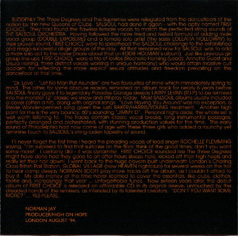 First Choice : Delusions (CD, Album, RE)