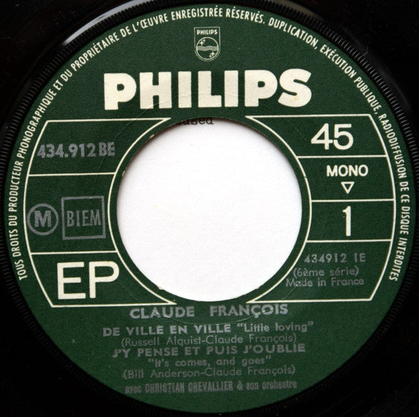 Claude François : J'y Pense Et Puis J'oublie (7", EP, Mono)