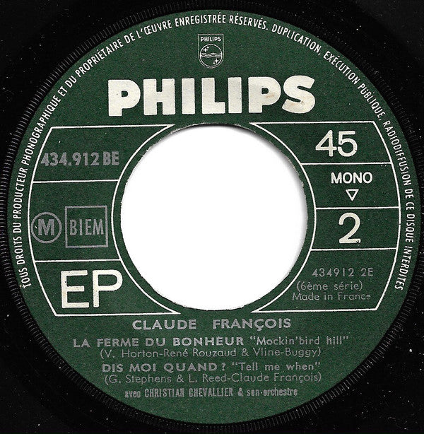 Claude François : J'y Pense Et Puis J'oublie (7", EP, Mono)