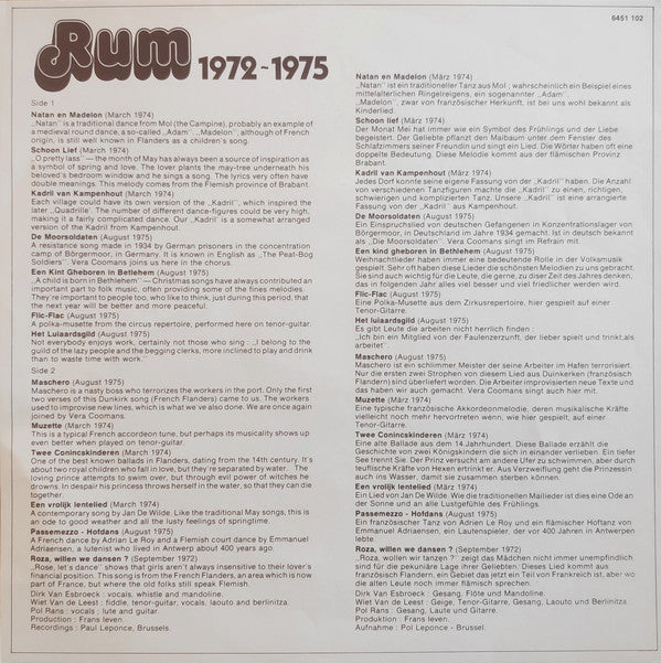 Rum (2) : Rum 1972 - 1975 (LP, Comp)