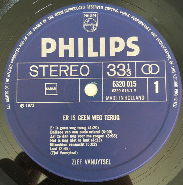 Zjef Vanuytsel : Er Is Geen Weg Terug (LP, Album, Gat)