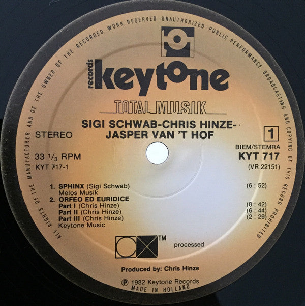 Siegfried Schwab / Chris Hinze / Jasper Van't Hof : Total Musik (LP, Album)