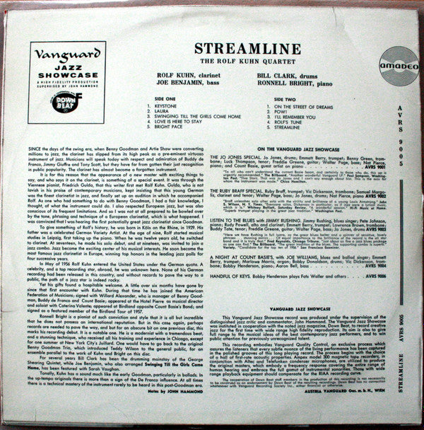Rolf Kühn Quartett : Streamline (LP, Album, Mono)