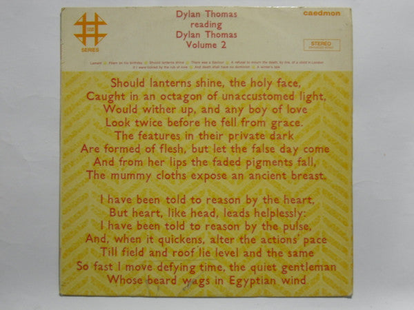 Dylan Thomas : Reading Volume 2 (LP)