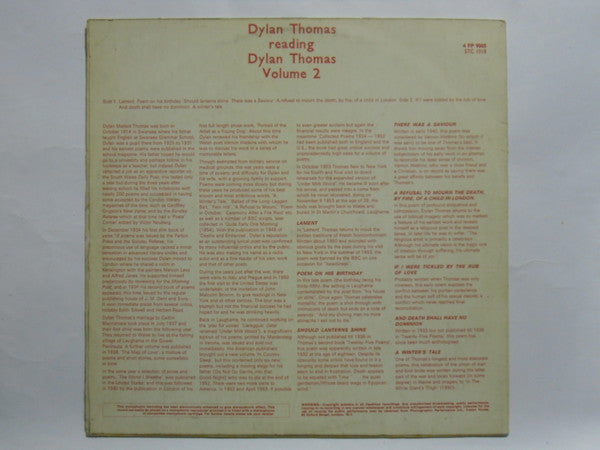 Dylan Thomas : Reading Volume 2 (LP)