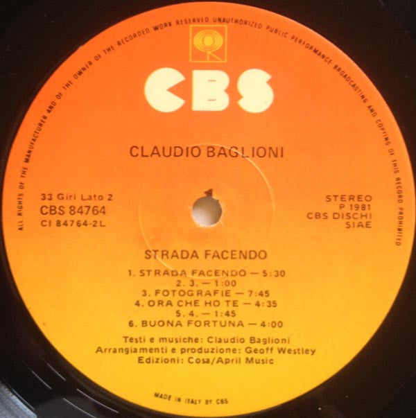 Claudio Baglioni : Strada Facendo (LP, Album, RP)