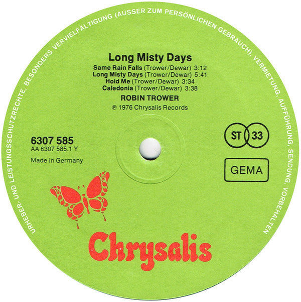 Robin Trower : Long Misty Days (LP, Album)