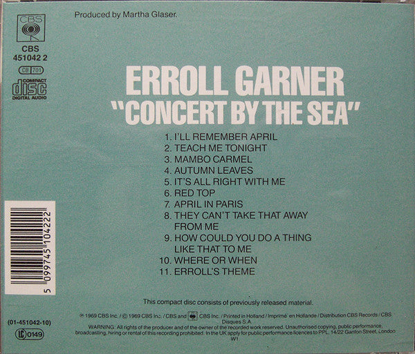 Erroll Garner : "Concert By The Sea" (CD, Album, RE, RM)