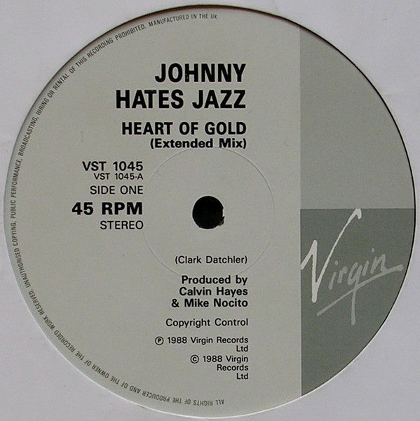 Johnny Hates Jazz : Heart Of Gold (Extended Version) (12", Single, Ltd)